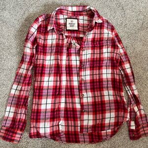 Junior Red and Pink Plaid Top